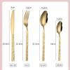 24 Piece Gold Silverware Set For 6, Modern Stainless Steel Flatware Set ,Include Knife/Fork/Spoon & Long Teaspoon Mirror-Polished Dishwasher Safe Cutlery view 2