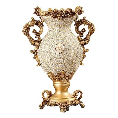 Elegant Large Flower Vases Table Centerpiece for Kitchen Dining Living Room Home Decor, European Retro Tall Big Resin Flowers Chinese Vases for Bedroom Decorations, White 18.11in 9.84in