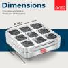 AVIAS 9 Square Stainless Steel Spice Box/Organizer with 9 Compartment/Masala Dani/Popula Dabba/Square Masala Box/Rust Resistant See-Through Lid with Unbreakable Acrylic Sheet/Design view 4