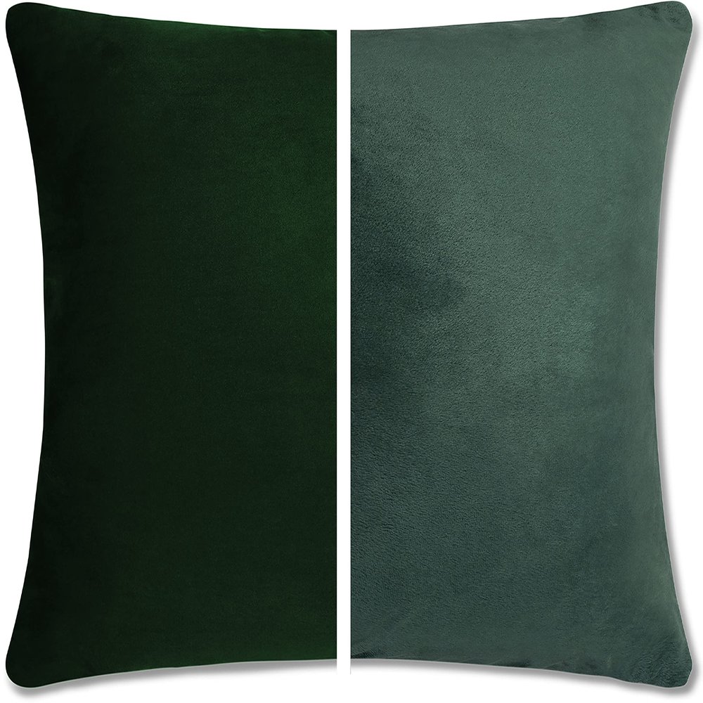 12" x 20" Throw Pillow - Ramona Green: 2 PCS / 4 Sided. Luxurious Premium Down Feather Fill w/Reversible Cover Microsuede/Microplush Fabric. Forever Fluffy, Beautiful & Supportive. Soft & Comfy.