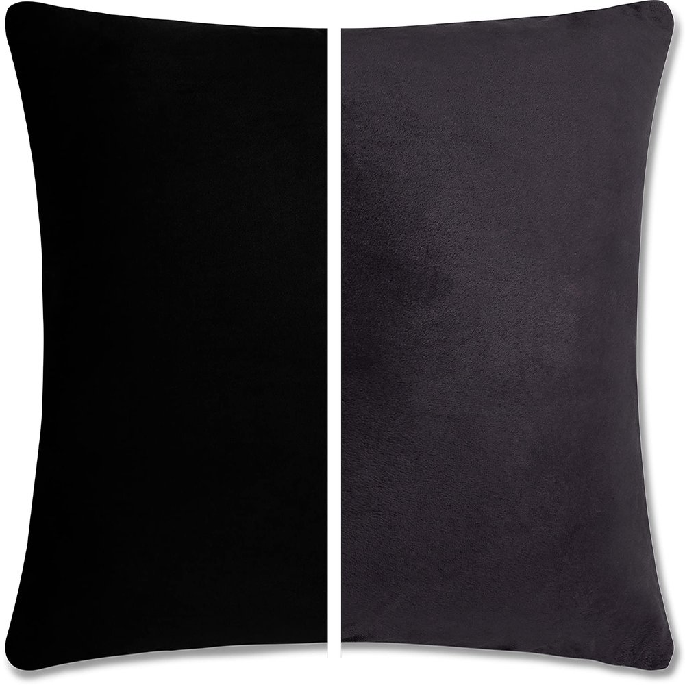 12" x 20" Throw Pillow - Stable Black: 2 PCS / 4 Sided. Luxurious Premium Down Feather Fill w/Reversible Cover Microsuede/Microplush Fabric. Forever Fluffy, Beautiful & Supportive. Soft & Comfy.