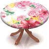 Yaofuren Table Cloth Cover Floral Pattern, Elastic Edge,Waterproof Wipeable Table Cover for Picnic Party,Pastel Pink Mustard,for 22" to 27" Round Tables view 1