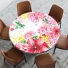 Yaofuren Table Cloth Cover Floral Pattern, Elastic Edge,Waterproof Wipeable Table Cover for Picnic Party,Pastel Pink Mustard,for 22" to 27" Round Tables view 2