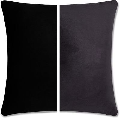 24" x 24" Throw Pillow - Stable Black 2 PCS / 4 Sided. Luxurious Premium Down Alternative Fill w/Reversible Cover Microsuede/Microplush Fabric. Forever Fluffy, Beautiful & Supportive. Soft & Comfy