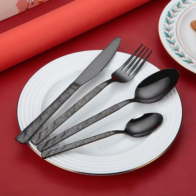 24 Piece Black Silverware Set For 6, Modern Stainless Steel Flatware Set ,Include Knife/Fork/Spoon & Long Teaspoon Mirror-Polished Dishwasher Safe Cutlery