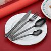 24 Piece Black Silverware Set For 6, Modern Stainless Steel Flatware Set ,Include Knife/Fork/Spoon & Long Teaspoon Mirror-Polished Dishwasher Safe Cutlery view 1