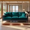 ZYXFYY Sofa Seat Cushion Covers Set, Sofa Cushion Slipcovers Stretch Velvet, Couch Cushion Cover Replacement for Individual Cushion with Elastic Fabric (Turquoise Blue,2 Seater) view 2