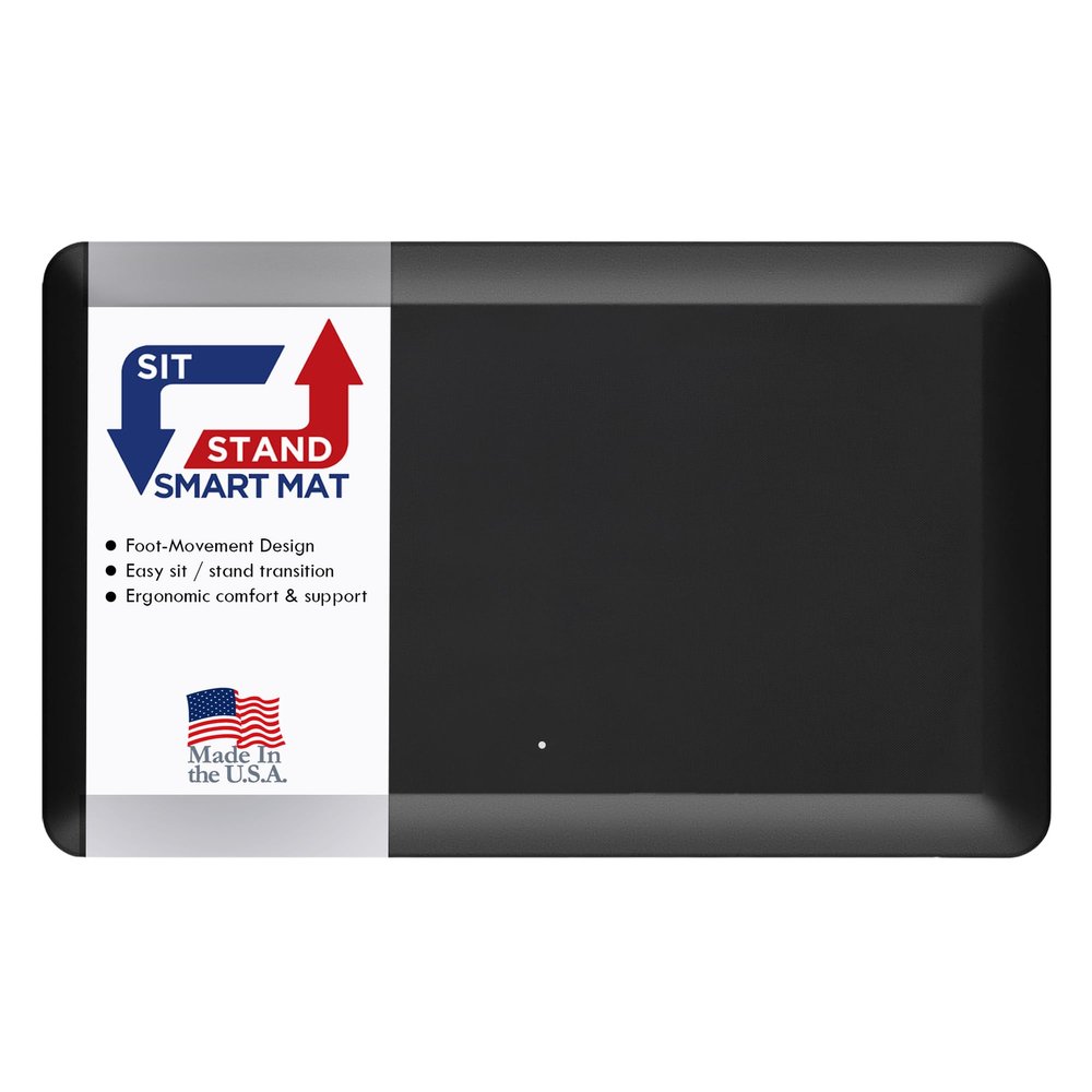 Sit-Stand SmartMat: Patented One Foot Moveable Premium Ergonomic Anti-Fatigue Foam & Gel Mat for Adjustable-Height Office Desks, Kitchen Floors, and Home, Made in USA, Charcoal Black for Hard Surfaces