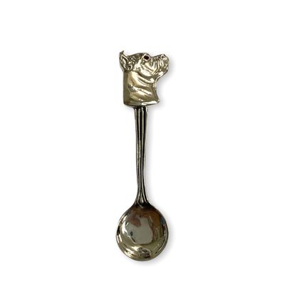 Victorian Style Boxer Dog Head Salt Spoon/Salt Spoon Pendant with Ruby Stone 925 Sterling Sliver (Salt Spoon)