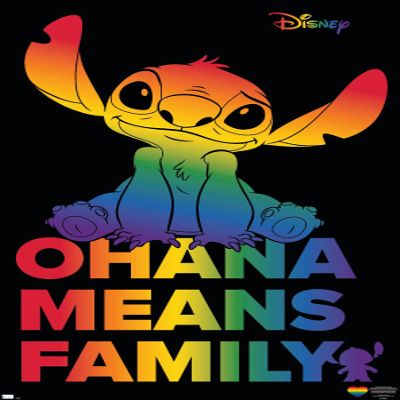 Trends International Disney Lilo and Stitch - Ohana Pride Wall Poster, 34L x 22.4W, Premium Unframed Version