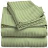 3PCs Bedding Sheet Set 400 Thread Count, 1 Piece Fitted Sheet 22" Deep Pocket All-Around Elastic and 2 Piece Pillowcases, Soft & 100% Egyptian Quality Cotton-Sage Stripe,Twin-XXL Size. view 1