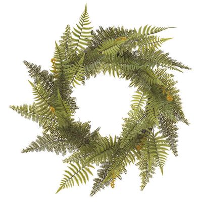 SilksAreForever 24" Artificial Mixed Fern Leaf Wreath -Green (Pack of 2)