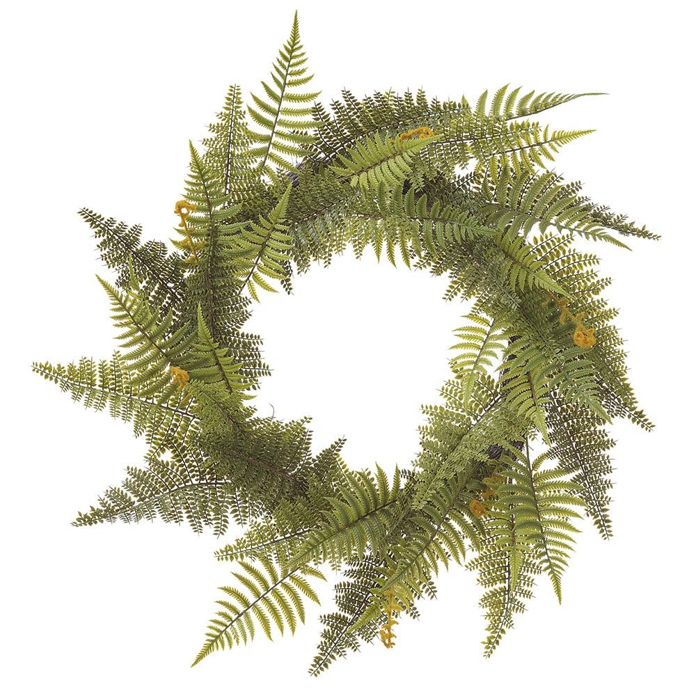 SilksAreForever 24" Artificial Mixed Fern Leaf Wreath -Green (Pack of 2)