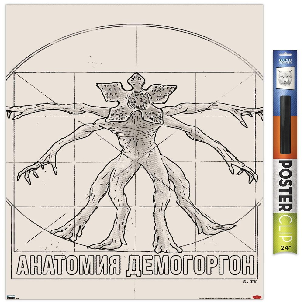 Trends International Netflix Stranger Things: Season 4 - Vitruvian Demogorgon Wall Poster, 22.375" x 34", Premium Poster & Clip Bundle