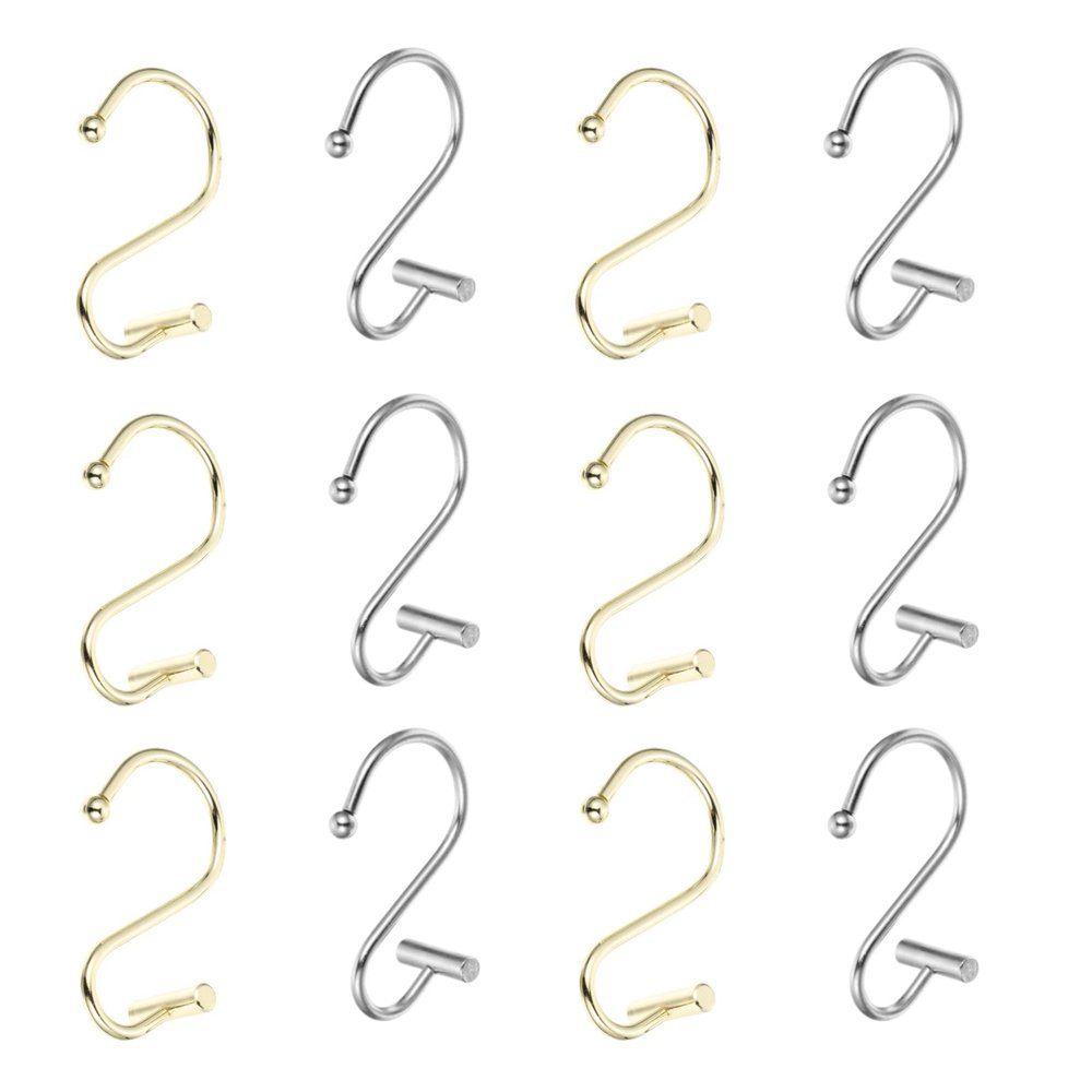 VOSAREA Bath Curtain Hooks End Design Shower Curtain Easy to Install Hangers for Seamless Sliding Bathroom Decor