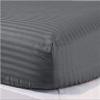3PCs Bedding Sheet Set 400 Thread Count, 1 Piece Fitted Sheet 22" Deep Pocket All-Around Elastic and 2 Piece Pillowcases, Soft & 100% Egyptian Quality Cotton-Dark Grey Stripe,Full-XL Size. view 3