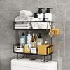 Pkfinrd Bathroom Over Toilet Storage Shelf, Bathroom Organizer, Above Storage Cabinet Restroom Paper Holder, No Drilling Space Saver with Wall Mounting (Color : Black) view 1