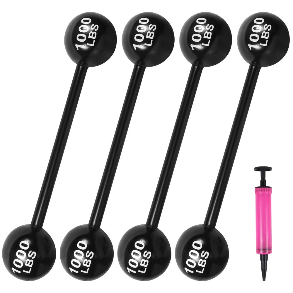 EVERMARKET 4 PCS Giant Inflatable Dumbbell Barbell, Fun Carnival Circus Birthday/Halloween Party Decorations, Fake Weights Cosplay Props, Photo Booth Props Accessory