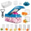 10 in 1 cost-efective Vegetable Chopper - Onion Chopper with container - Slicer Cutter Chopper -Grater Food Slicer -Vegetable Cutter-Blue Slicer Dicer Cutter-9 Stainless steel blades, 29 x10.5x6cm view 1
