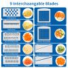 10 in 1 cost-efective Vegetable Chopper - Onion Chopper with container - Slicer Cutter Chopper -Grater Food Slicer -Vegetable Cutter-Blue Slicer Dicer Cutter-9 Stainless steel blades, 29 x10.5x6cm view 2