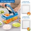10 in 1 cost-efective Vegetable Chopper - Onion Chopper with container - Slicer Cutter Chopper -Grater Food Slicer -Vegetable Cutter-Blue Slicer Dicer Cutter-9 Stainless steel blades, 29 x10.5x6cm view 4