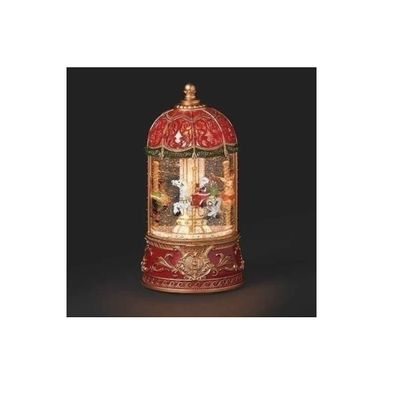 Christmas by Roman Inc., Confetti Lites Collection, 9" H Musical LED Carousel Swirl Confetti Light, Lantern, Snow Globe, Holiday Home Dcor, Santa, Cardinal, Nutcracker, Snowman, Reindeer (4x4x9)