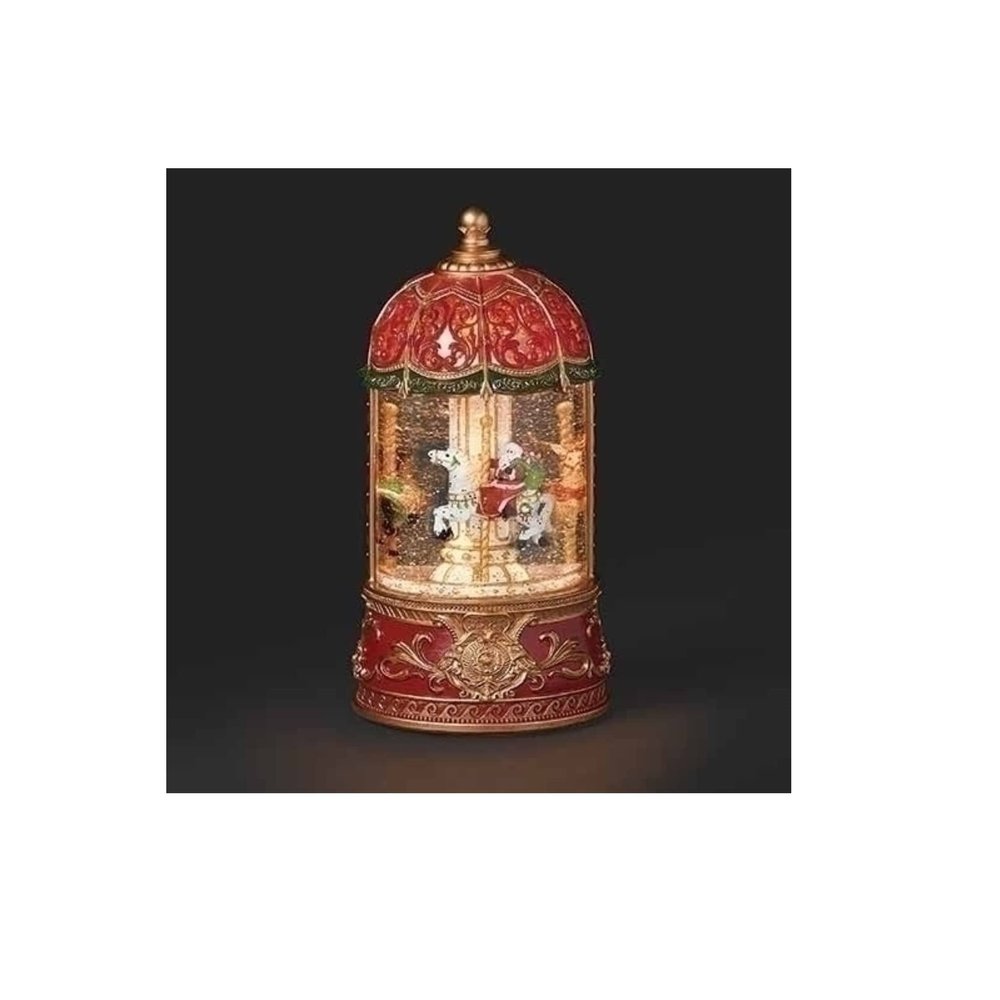 Christmas by Roman Inc., Confetti Lites Collection, 9" H Musical LED Carousel Swirl Confetti Light, Lantern, Snow Globe, Holiday Home Dcor, Santa, Cardinal, Nutcracker, Snowman, Reindeer (4x4x9)