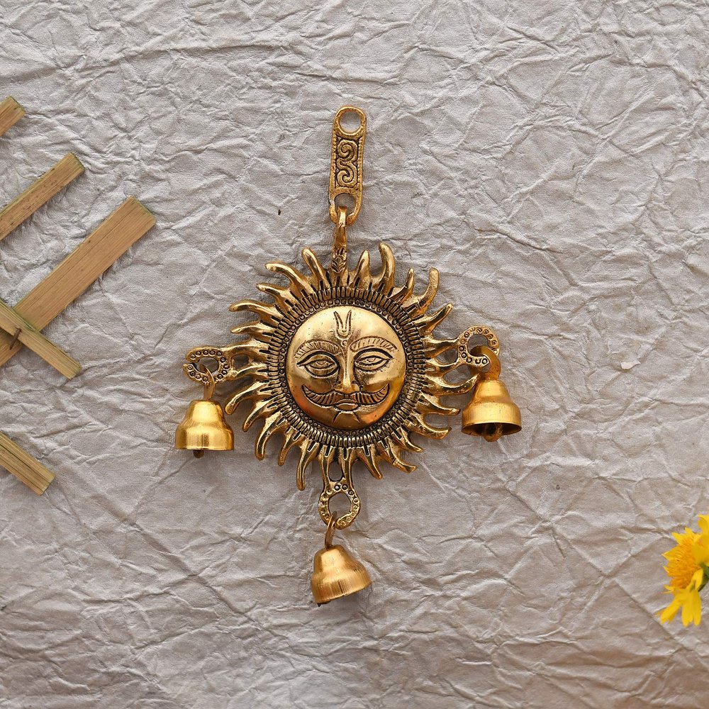 Indian Metal Surya Dev Wall Hanging Showpiece Decorative Sun Idol Face Vastu Statue for Home Offices Decor Entrance (Size 8 x 5.5 Inches) By Indian Collectible