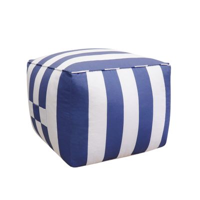 Unknown1 Galaxy White/Blue Striped Pouf Blue White Modern Contemporary Pattern Square Polyester Handmade