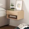 Nathan James Jackson Wall Mounted Floating Bedroom Nightstand with Storage Drawer and Modern Open Shelf Cubby, Light Oak Wood view 1