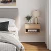Nathan James Jackson Wall Mounted Floating Bedroom Nightstand with Storage Drawer and Modern Open Shelf Cubby, Light Oak Wood view 2