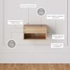 Nathan James Jackson Wall Mounted Floating Bedroom Nightstand with Storage Drawer and Modern Open Shelf Cubby, Light Oak Wood view 3