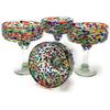 Unknown1 Mexican Hand Blown Glass Set of 4 Glasses Confetti Rock (16 Oz) Multi Color view 1