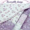 Light Purple Floral 100% Cotton Real Patchwork Reversible 3-Piece Queen Size Quilt Bedding Set view 2
