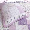 Light Purple Floral 100% Cotton Real Patchwork Reversible 3-Piece Queen Size Quilt Bedding Set view 3