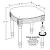 Unknown1 Caramel Magnolia Vanity Stool with Wood Stained Finish Brown Floral Transitional Pattern Linen Walnut Finish Solid Wood view 2