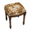 Unknown1 Caramel Magnolia Vanity Stool with Wood Stained Finish Brown Floral Transitional Pattern Linen Walnut Finish Solid Wood view 3