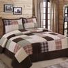 Cozy Line Home Fashions Hand Piecing Real Patchwork Brody Farmhouse Chocolate Plaid Striped Reversible Quilt Bedding Set, Coverlet Bedspread (Brown Grid, King - 3 Piece) view 1