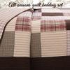 Cozy Line Home Fashions Hand Piecing Real Patchwork Brody Farmhouse Chocolate Plaid Striped Reversible Quilt Bedding Set, Coverlet Bedspread (Brown Grid, King - 3 Piece) view 3