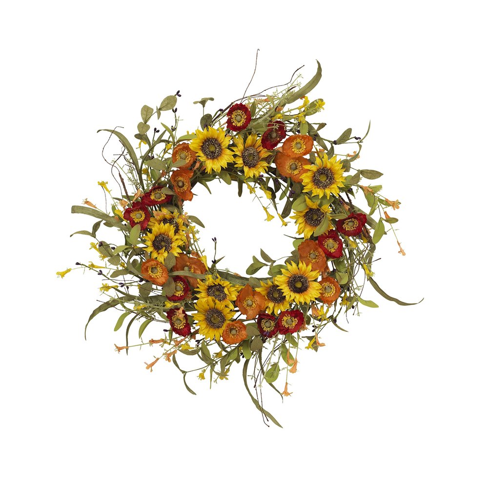 24 Inch Mixed Vibrant Flower Wreath