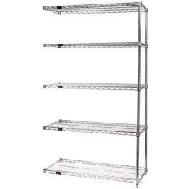 5-Shelf, Chrome Wire Shelving Add-On Unit - 12 x 60 x 63 in.