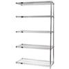 5-Shelf, Chrome Wire Shelving Add-On Unit - 12 x 60 x 63 in. view 1