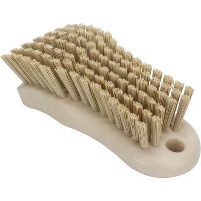 SPARTA Plastic Cutting Board Scrub Brush with Hanging Hole for Washing Cutting Boards, 6 Inches, Tan