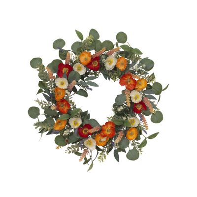 24 Inch Mixed Spring Flower and Eucalyptus Leaf Wreath