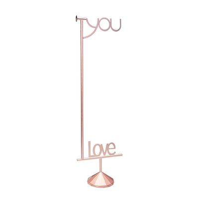 BPHUI Coat Rack Stand Nordic Creativity I Love You Metal Coat Rack Bedroom Decorative Coat Stand Storage Rack Hanger for Clothes Hat Bag Hanger Hook Freestanding,Easy Assembly (Color : Rose Gold)