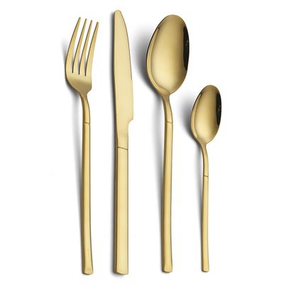 24 Piece Silverware Set Service for 6 Gold Stainless Steel Flatware Set, Cutlery Utensil Set,Durable Home Kitchen Eating Tableware Set,Include Fork Knife Spoon Set,Dishwasher Safe