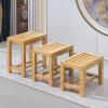 DENGJU Spa Bench Wood Seat Stool Foot Rest Storage Shelf Wood Shower Seat Bench | Waterproof Bathroom Stool for Elderly Bath Chair Adult Non-Slip Stools, Bathroom Stool for Adults with Storage view 2