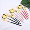 Silverware Flatware Cutlery Set, 30Pcs Tableware Set Mirror Dinnerware Bright Fruit Cake Fork Cutlery Set Stainless Steel Flatware Set For Kitchen (Color : Rainbow) view 2