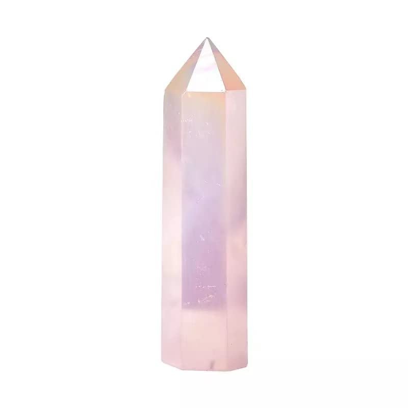 Natural Crystal Point Angel Aura Rose Quartz Healing Stones Tower for Home Decoration 1PC (270-370g)