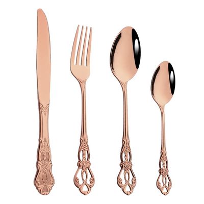 Silverware Flatware Cutlery Set, Cutlery Stainless Steel Tableware Set Kitchen Dinnerware Fork Knife Tea Spoon Wedding Flatware Set For Home (Color : Rose, Size : 6Set)